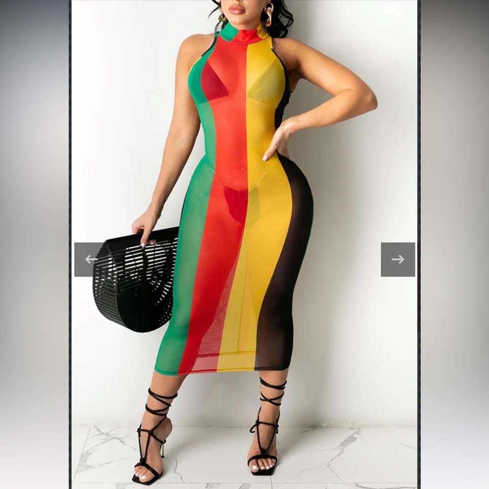 YOCLUBWEAR Brand New Jamacia Sheer Midi dress